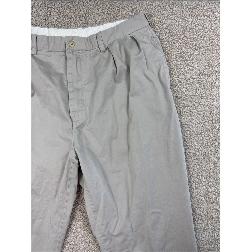 Polo Ralph Lauren Mens Andrew Pant Beige Pleated Cotton Chino Dress Pants 38x30